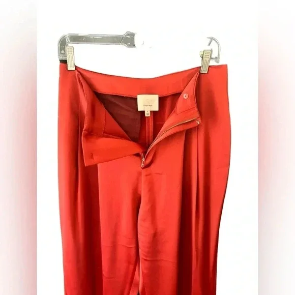 Cinq a Sept 5a7 SATIN RUTHY PANT Pleated Front Zip Closure Straight leg Size 4 - Picture 6 of 16